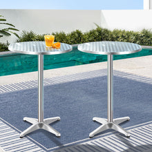 Load image into Gallery viewer, Gardeon 2pcs Outdoor Bar Table Furniture Adjustable Aluminium Cafe Table Round