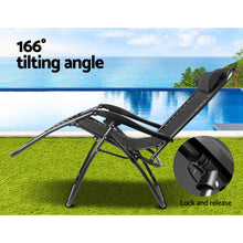 Load image into Gallery viewer, Gardeon Set of 2 Zero Gravity Chairs Reclining Outdoor Furniture Sun Lounge Folding Camping Lounger Black