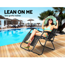 Load image into Gallery viewer, Gardeon Set of 2 Zero Gravity Chairs Reclining Outdoor Furniture Sun Lounge Folding Camping Lounger Black