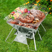 Load image into Gallery viewer, Grillz Camping Fire Pit BBQ 2-in-1 Grill Smoker Outdoor Portable Stainless Steel