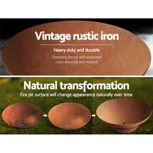 Load image into Gallery viewer, Grillz Fire Pit Charcoal Vintage Campfire Burner Rust Outdoor Steel Bowl 70CM