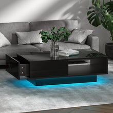 Load image into Gallery viewer, Artiss Coffee Table LED Lights High Gloss Storage Drawer Modern Furniture Black