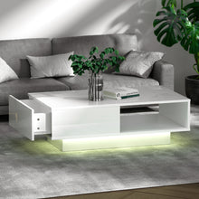 Load image into Gallery viewer, Artiss Coffee Table LED Lights High Gloss Storage Drawer Modern Furniture White