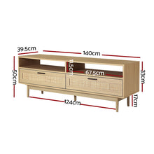 Load image into Gallery viewer, Artiss TV Cabinet Entertainment Unit TV Stand Wooden Rattan Storage Drawer 140CM