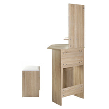 Load image into Gallery viewer, Artiss Corner Dressing Table Mirror Stool Set Makeup Vanity Desk Chair Oak