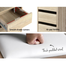 Load image into Gallery viewer, Artiss Corner Dressing Table Mirror Stool Set Makeup Vanity Desk Chair Oak