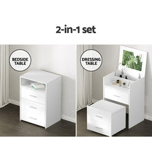 Load image into Gallery viewer, Artiss Dressing Table Bedside Tables 2-in-1 Set Hidden Makeup Mirror Storage Drawers