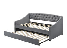 Load image into Gallery viewer, French Daybed with Trundle Bed Frame Fabric Upholstery - Grey-Furniture-The White Mall