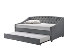 Load image into Gallery viewer, French Daybed with Trundle Bed Frame Fabric Upholstery - Grey-Furniture-The White Mall