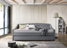 Load image into Gallery viewer, French Daybed with Trundle Bed Frame Fabric Upholstery - Grey-Furniture-The White Mall