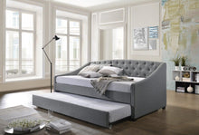 Load image into Gallery viewer, Daybed with trundle bed frame fabric upholstery - grey