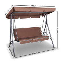 Load image into Gallery viewer, Gardeon 3 Seater Outdoor Canopy Swing Chair - Coffee