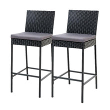 Load image into Gallery viewer, Gardeon Set of 2 Outdoor Bar Stools Dining Chairs Wicker Furniture