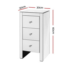 Load image into Gallery viewer, Artiss Mirrored Bedside table Drawers Furniture Mirror Glass Quenn Silver-Furniture-The White Mall