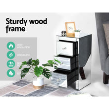 Load image into Gallery viewer, Artiss Mirrored Bedside table Drawers Furniture Mirror Glass Quenn Silver-Furniture-The White Mall