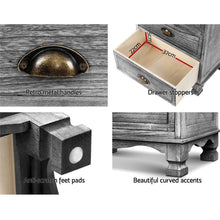 Load image into Gallery viewer, Grey 4 Drawer Hamptons Bedside or Side Table-Bedside Tables-The White Mall