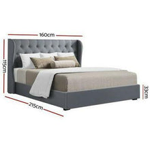 Load image into Gallery viewer, Grey Queen Bed Artiss Issa Bed Frame Upholstered Fabric Gas Lift Storage-The White Mall-The White Mall