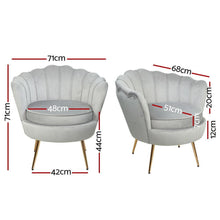 Load image into Gallery viewer, Grey Velvet Artiss Shell Accent Armchair-Furniture-The White Mall