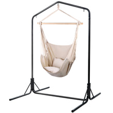 Load image into Gallery viewer, Outdoor Hanging Hammock Chair with Stand and Pillow Cream