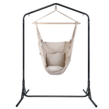 Load image into Gallery viewer, Outdoor Hanging Hammock Chair with Stand and Pillow Cream