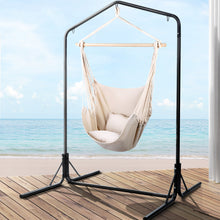 Load image into Gallery viewer, Outdoor Hanging Hammock Chair with Stand and Pillow Cream