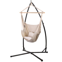 Load image into Gallery viewer, Gardeon Outdoor Hammock Chair with Steel Stand Hanging Hammock with Pillow Cream
