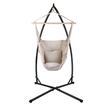 Load image into Gallery viewer, Gardeon Outdoor Hammock Chair with Steel Stand Hanging Hammock with Pillow Cream