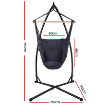 Load image into Gallery viewer, Gardeon Outdoor Hammock Chair with Steel Stand Hanging Hammock with Pillow Grey