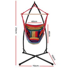 Load image into Gallery viewer, Gardeon Outdoor Hammock Chair with Steel Stand Hanging Hammock Pillow Rainbow