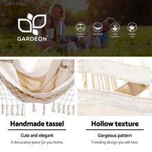 Load image into Gallery viewer, Gardeon Outdoor Hammock Chair with Steel Stand Tassel Hanging Rope Hammock Cream