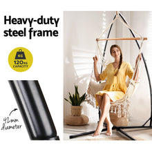 Load image into Gallery viewer, Gardeon Outdoor Hammock Chair with Steel Stand Tassel Hanging Rope Hammock Cream