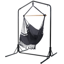Load image into Gallery viewer, Outdoor Hammock Chair with Stand Tassel Hanging Rope Chair Grey