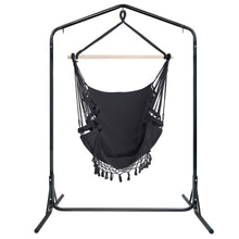 Load image into Gallery viewer, Outdoor Hammock Chair with Stand Tassel Hanging Rope Chair Grey