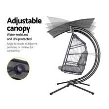 Load image into Gallery viewer, Gardeon Outdoor Furniture Lounge Hanging Swing Chair Egg Hammock Stand Rattan Wicker Grey