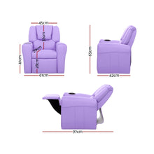 Load image into Gallery viewer, Keezi Kids Recliner Chair Purple PU Leather Lounge Children Armchair