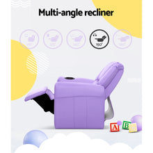 Load image into Gallery viewer, Keezi Kids Recliner Chair Purple PU Leather Lounge Children Armchair