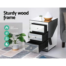 Load image into Gallery viewer, Large Glossy Mirrored Bedside Table with Drawers-Furniture-The White Mall