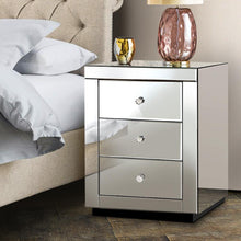 Load image into Gallery viewer, Large Glossy Mirrored Bedside Table with Drawers-Furniture-The White Mall