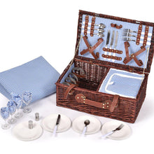 Load image into Gallery viewer, Luxury 4 Person Picnic Basket Set Includes Insulated Bag, Outdoor Blanket, Whicker Basket, Cutlery, Wine Glasses, Napkins & More-The White Mall-The White Mall