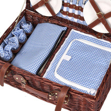 Load image into Gallery viewer, Luxury 4 Person Picnic Basket Set Includes Insulated Bag, Outdoor Blanket, Whicker Basket, Cutlery, Wine Glasses, Napkins & More-The White Mall-The White Mall