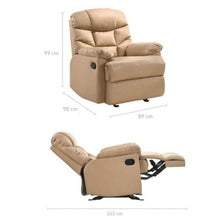 Load image into Gallery viewer, Luxury Cream Leather Rocking Recliner Armchair-Furniture-The White Mall