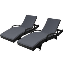 Load image into Gallery viewer, Gardeon Set of 2 Outdoor Sun Lounge Chair with Cushion - Black