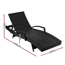Load image into Gallery viewer, Luxury Gardeon Set of 2 Outdoor Sun Lounge Bed Chairs - Black-Furniture-The White Mall