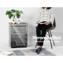 Load image into Gallery viewer, Artiss Mirrored Bedside table Drawers Furniture Mirror Glass Presia Smoky Grey