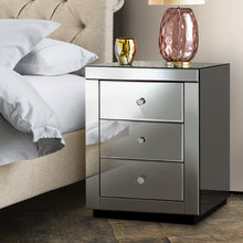 Load image into Gallery viewer, Artiss Mirrored Bedside table Drawers Furniture Mirror Glass Presia Smoky Grey
