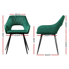 Load image into Gallery viewer, Artiss Set of 2 Caitlee Dining Chairs Kitchen Chairs Velvet Upholstered Green