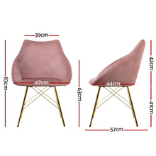 Load image into Gallery viewer, Artiss Set of 2 Valisa Dining Chairs Kitchen Chairs Upholstered Velvet Pink