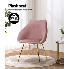 Load image into Gallery viewer, Artiss Set of 2 Valisa Dining Chairs Kitchen Chairs Upholstered Velvet Pink