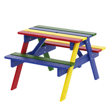 Load image into Gallery viewer, Keezi Kids Outdoor Table & Chairs Picnic Bench Seat Umbrella Colourful Wood