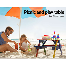Load image into Gallery viewer, Keezi Kids Outdoor Table & Chairs Picnic Bench Seat Umbrella Colourful Wood